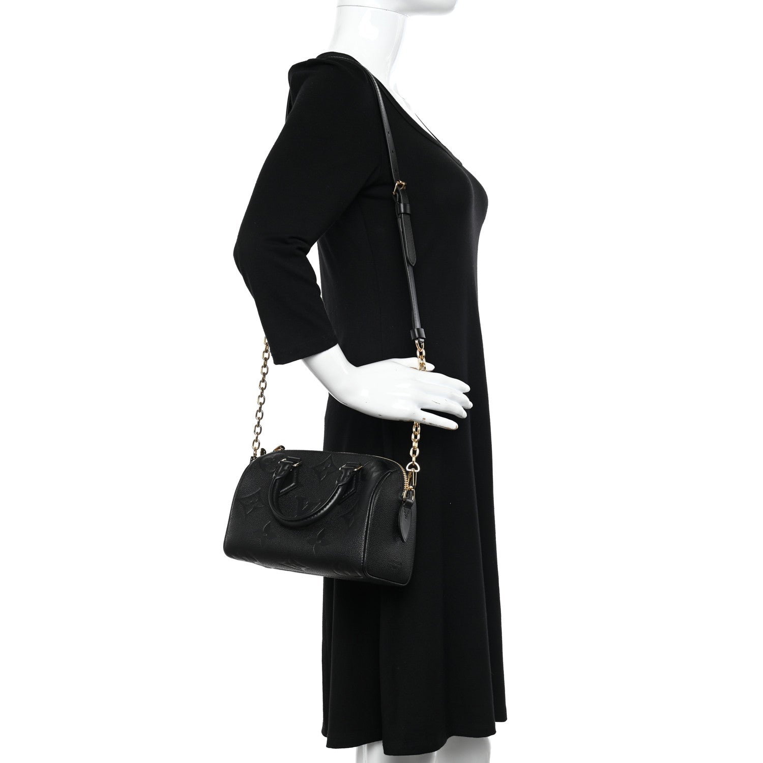 Louis Vuitton Empreinte Monogram Giant Speedy Bandouliere 20 Black 2 of 9