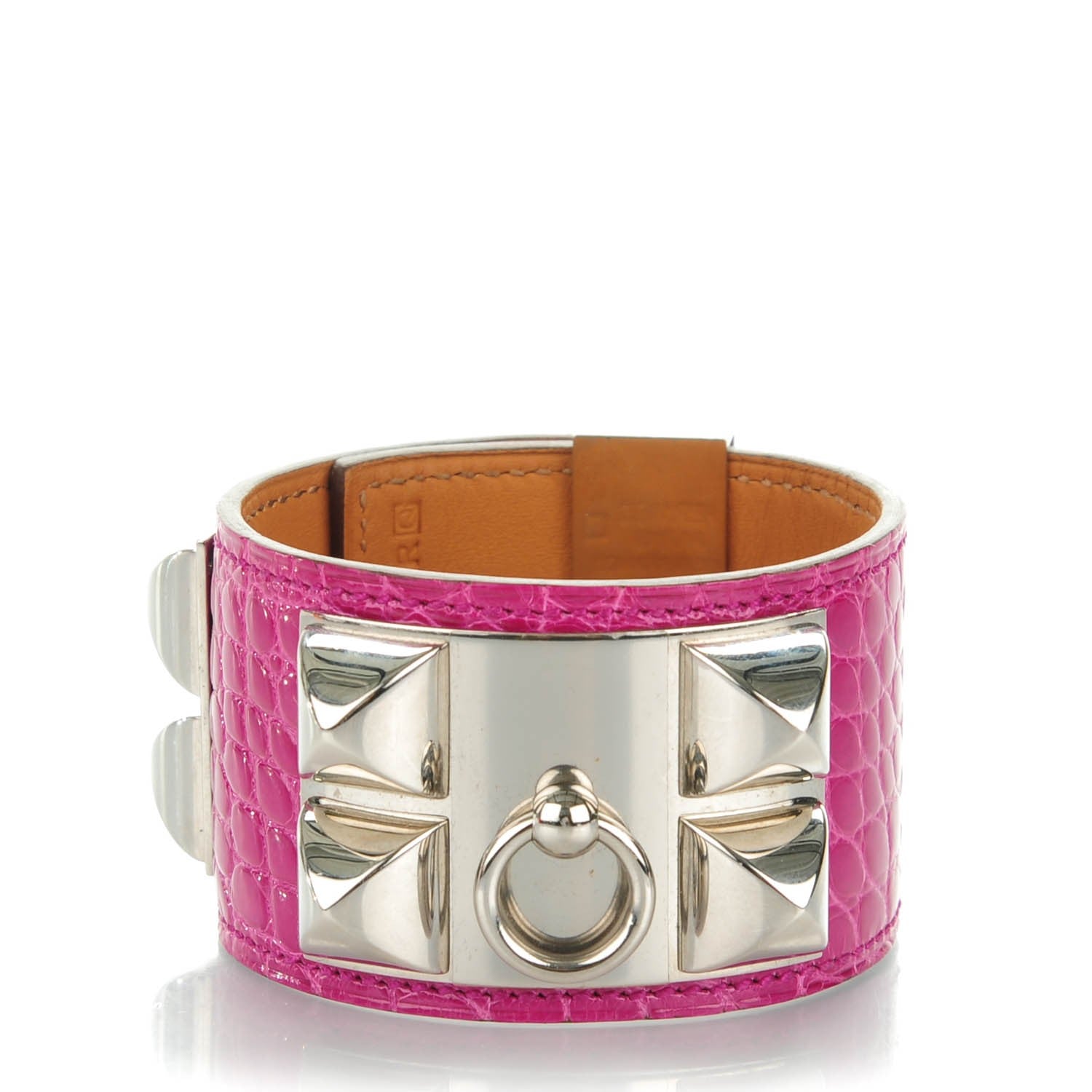 Hermes Shiny Alligator Collier De Chien CDC Bracelet Fuchsia 1 of 7