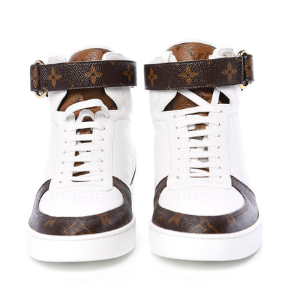 Louis Vuitton Grained Calfskin Patent Monogram Boombox Sneaker Boots 39.5 White 3 of 7