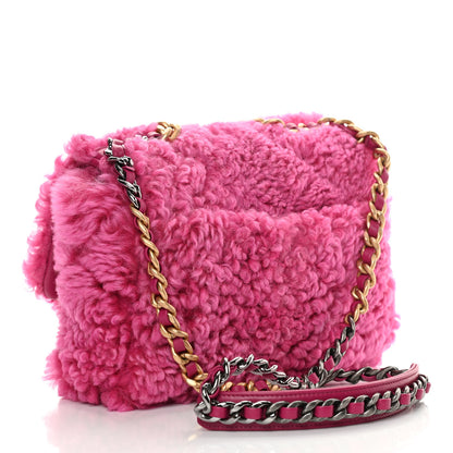 Chanel Shearling Sheepskin Medium Chanel 19 Flap Pink 3 of 11