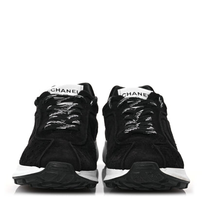 Chanel Suede Goatskin CC Sneakers 39 Black 2 of 15