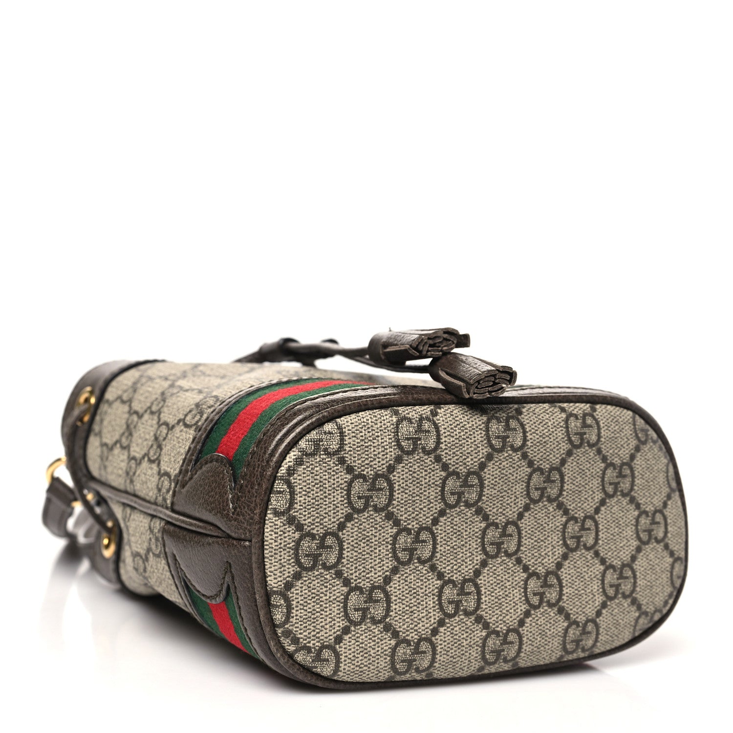 Gucci GG Supreme Monogram Web Mini Ophidia Bucket Bag Brown 4 of 11