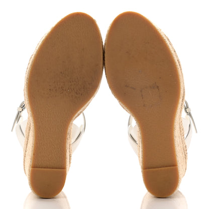 Saint Laurent Calfskin Tribute 95 Platform Espadrille Wedge Sandals 40.5 Porcellana 5 of 11