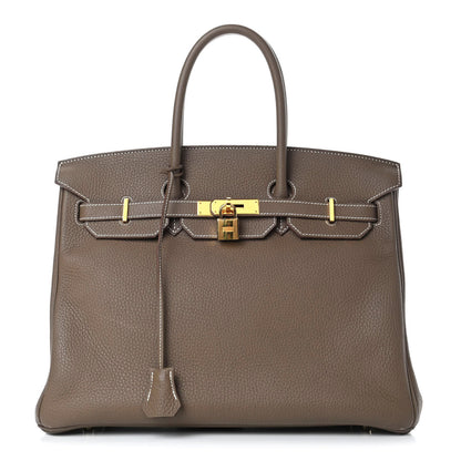 Hermes Taurillon Clemence Birkin 35 Etoupe 1 of 14