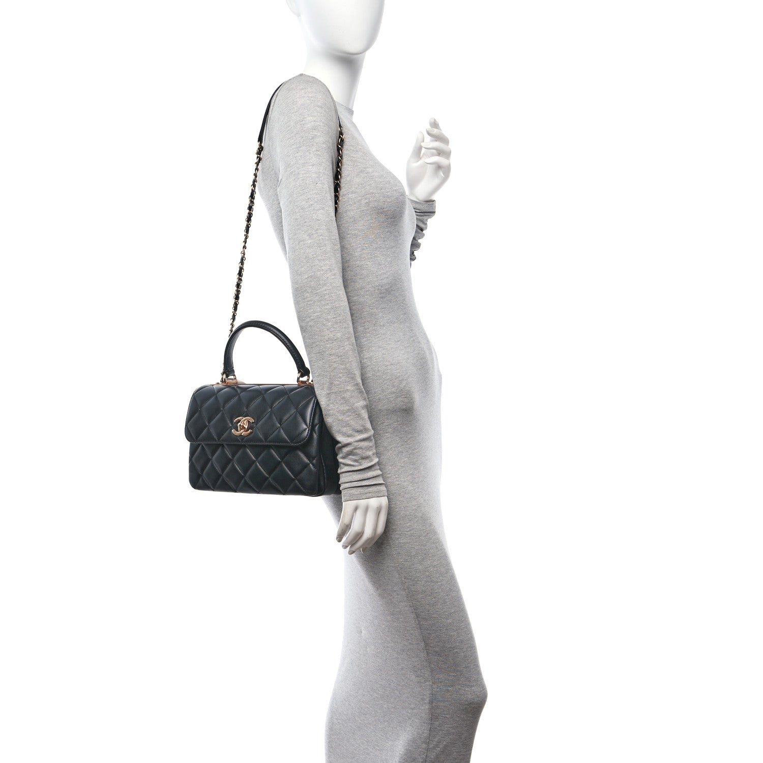 Chanel Lambskin Quilted Small Trendy CC Dual Handle Flap Bag Black 2 of 11