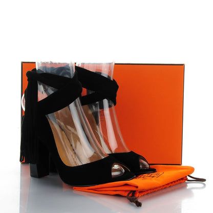 Hermes Suede Niagara Pumps 38 Black 7 of 7