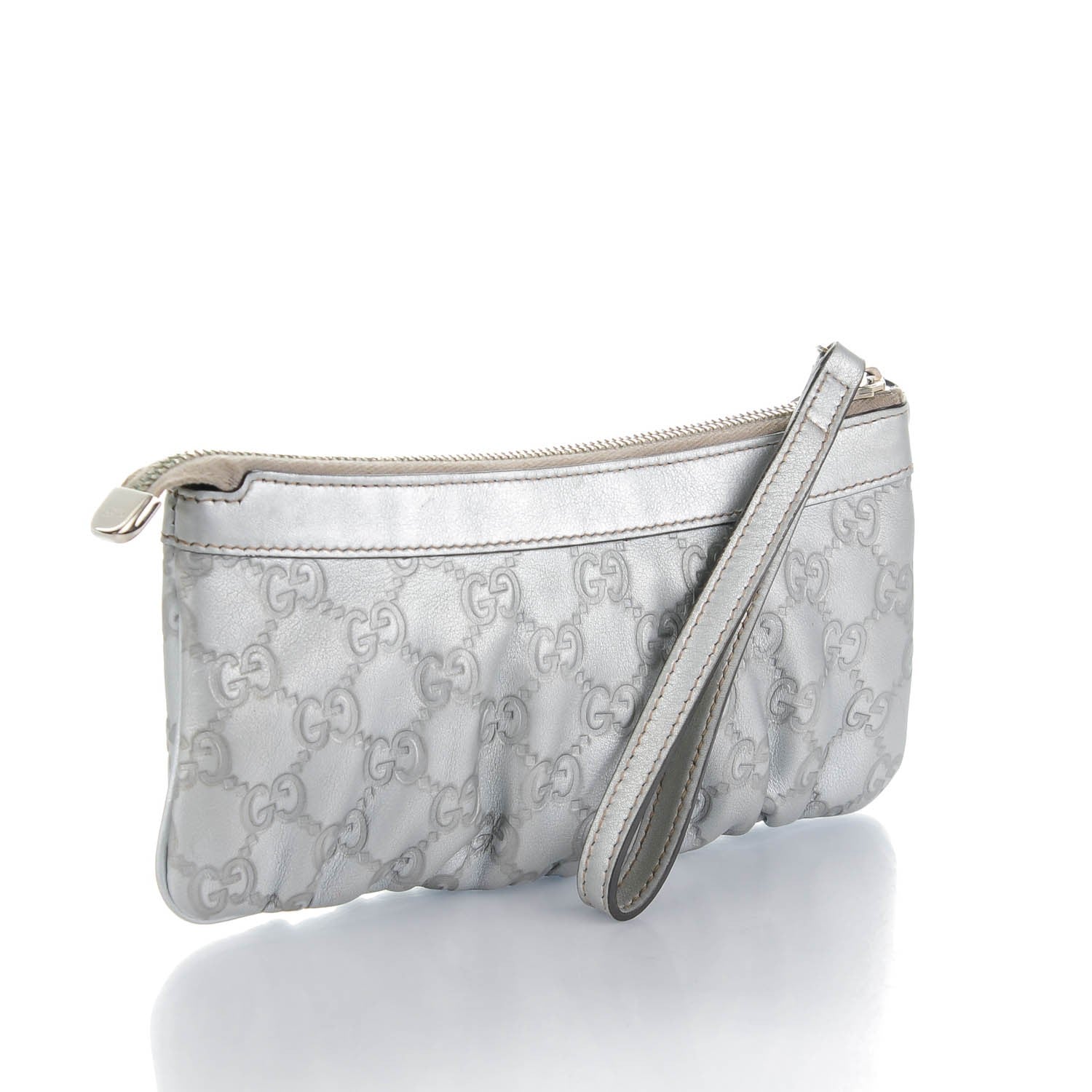 Gucci Guccissima New Britt Wristlet Silver 3 of 7