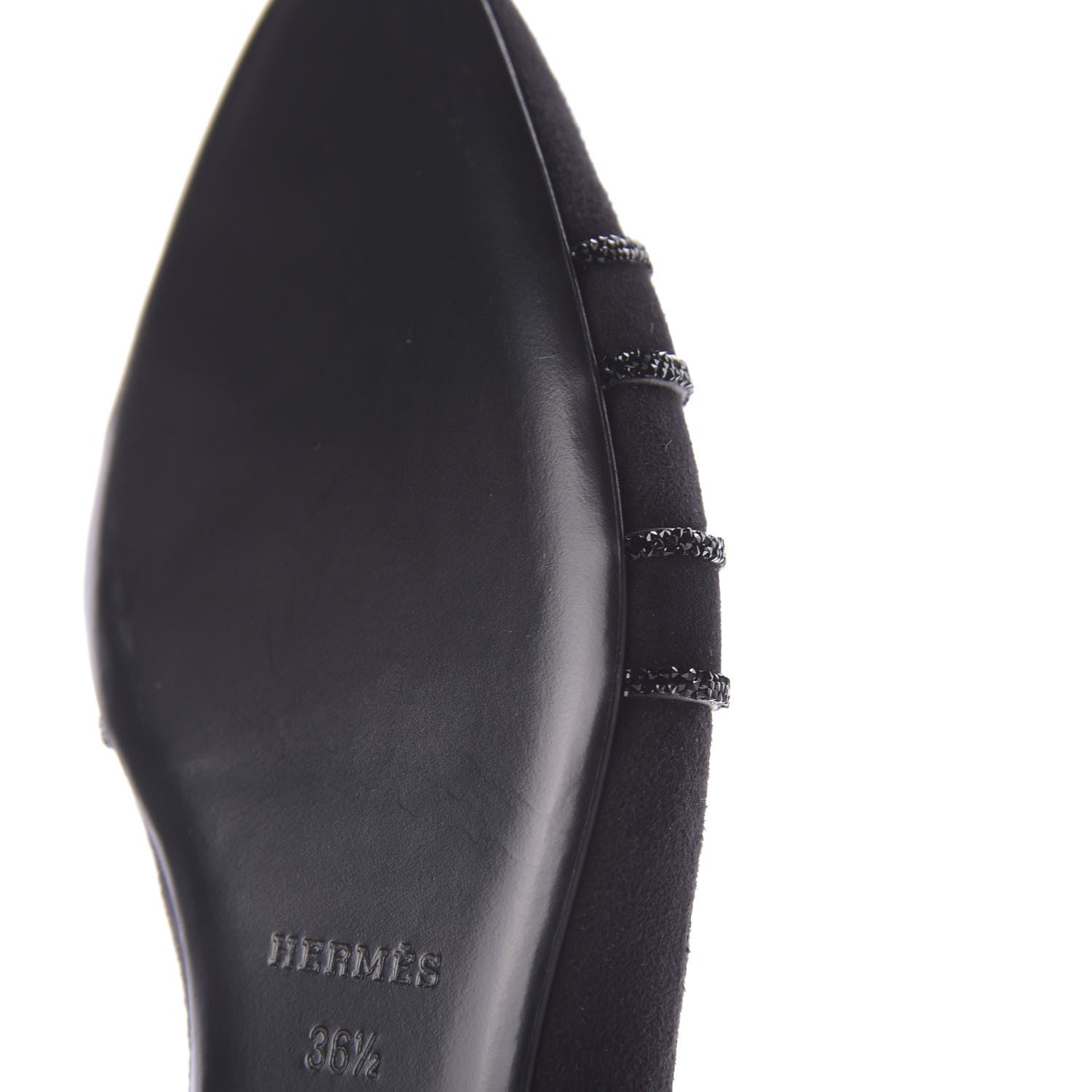 Hermes Suede Goatskin Rhinestone Roxane Mules 36.5 Black 10 of 11