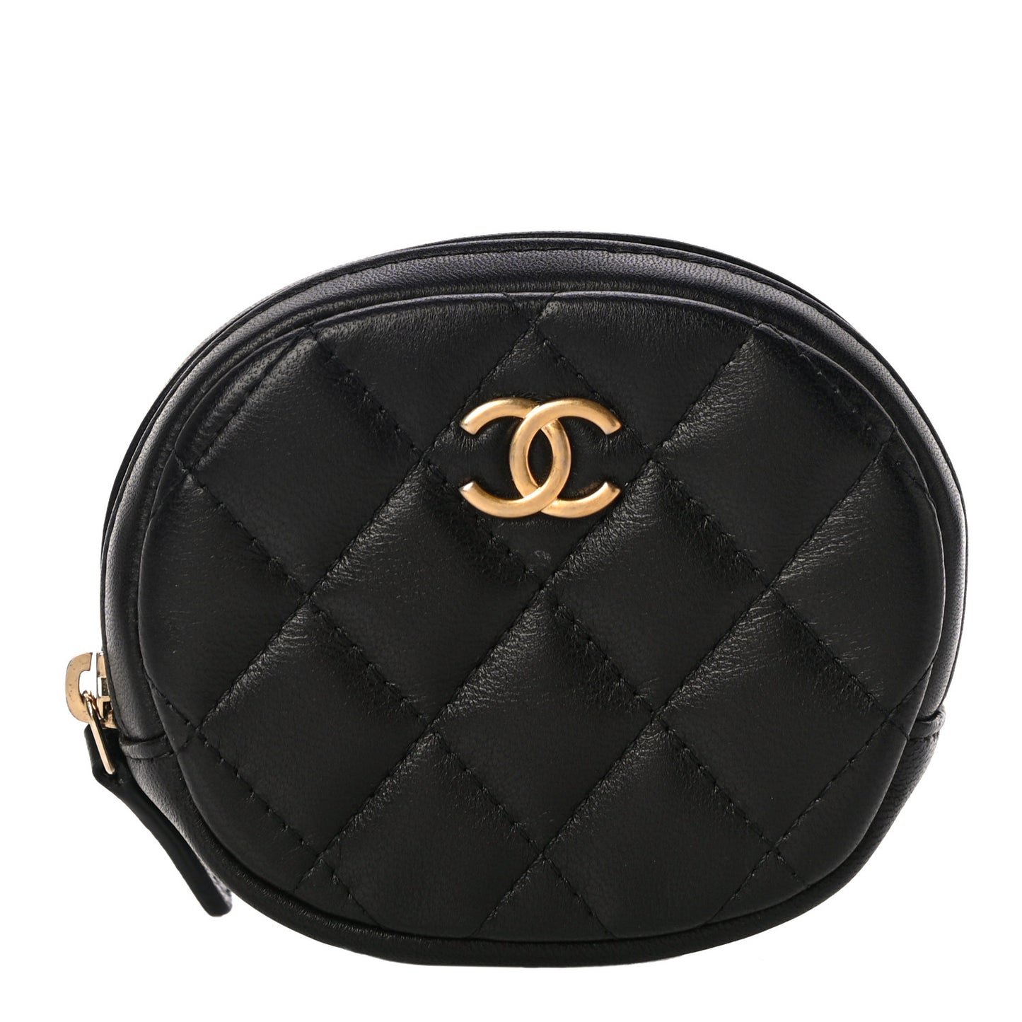 Lambskin Quilted Zip Around Classic Coin Purse Black