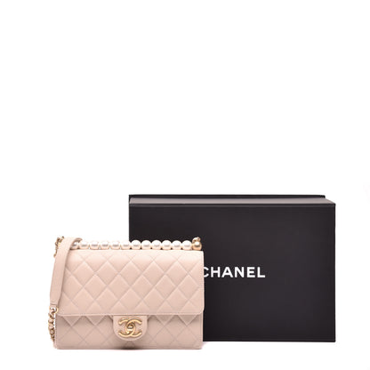 Chanel Lambskin Quilted Small Chic Pearls Flap Beige 10 of 10