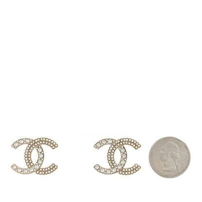 Chanel Pearl Crystal CC Earrings Gold 1 of 4