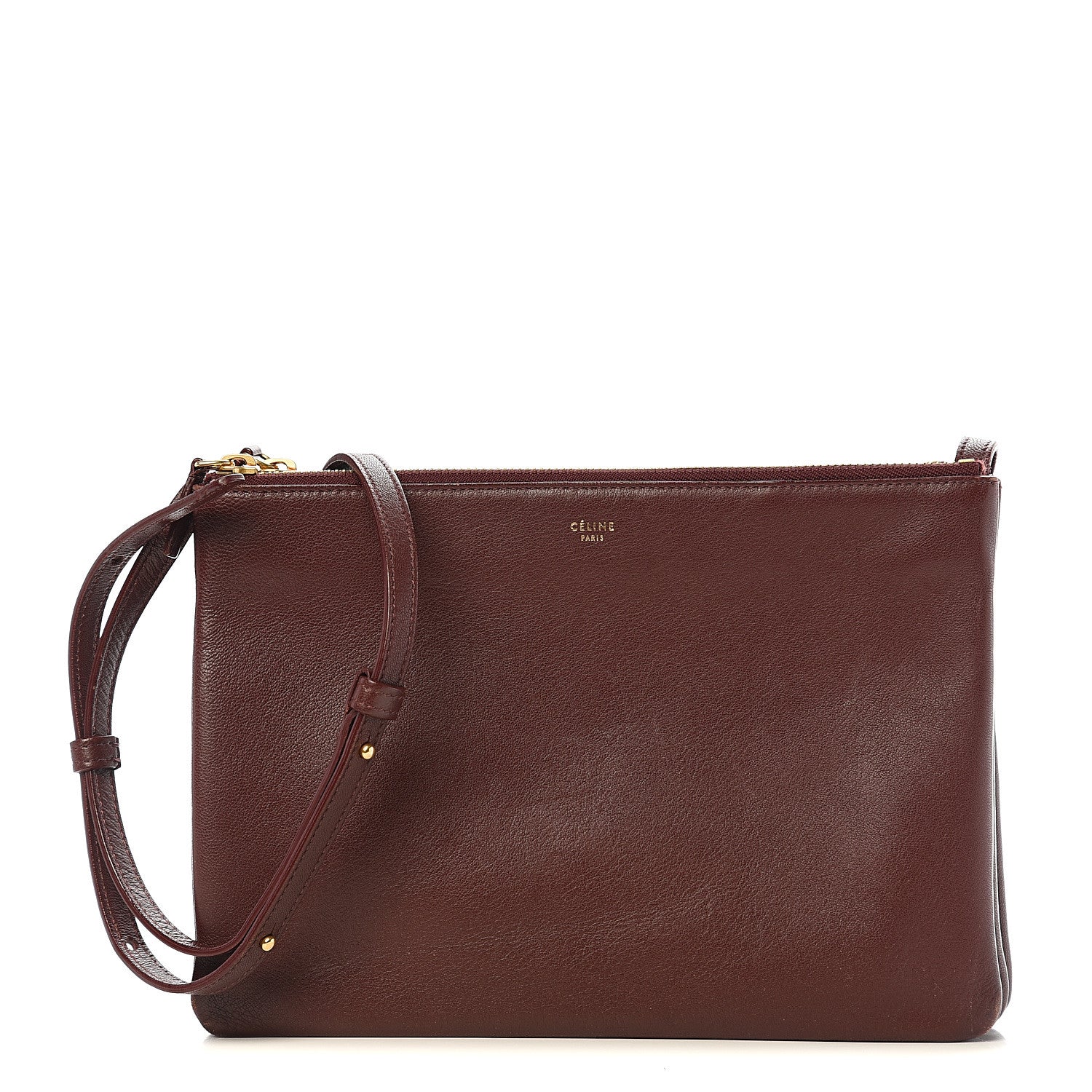Celine Lambskin Large Trio Crossbody Bag Burgundy 1 of 9