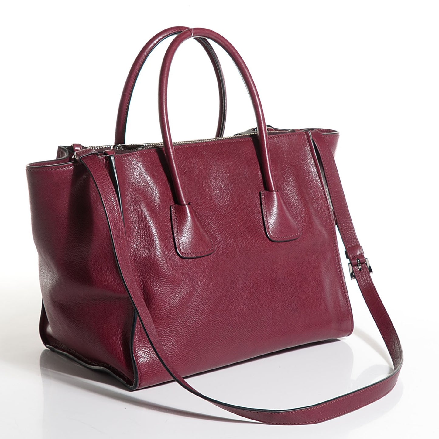 Glace Calf Twin Pocket Tote Fuxia
