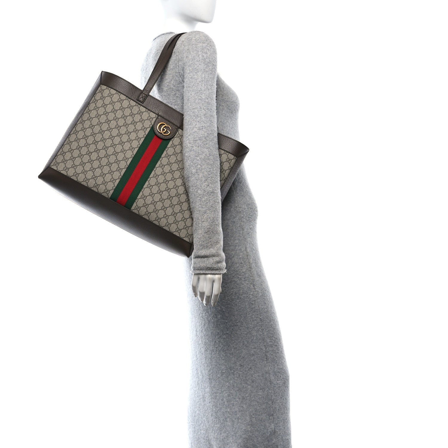 Gucci GG Supreme Monogram Web Ophidia Tote Brown 2 of 11