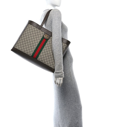 Gucci GG Supreme Monogram Web Ophidia Tote Brown 2 of 11