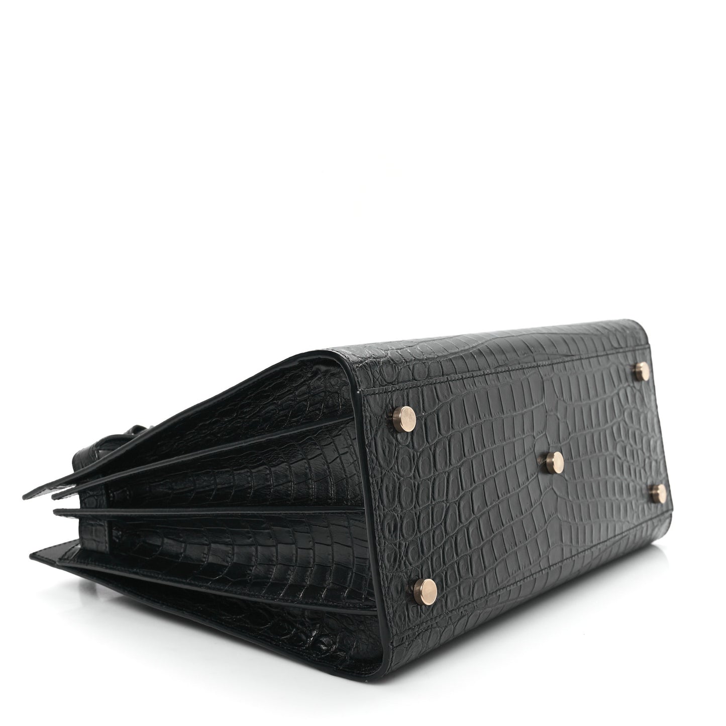 Calfskin Crocodile Embossed Small Sac de Jour Black