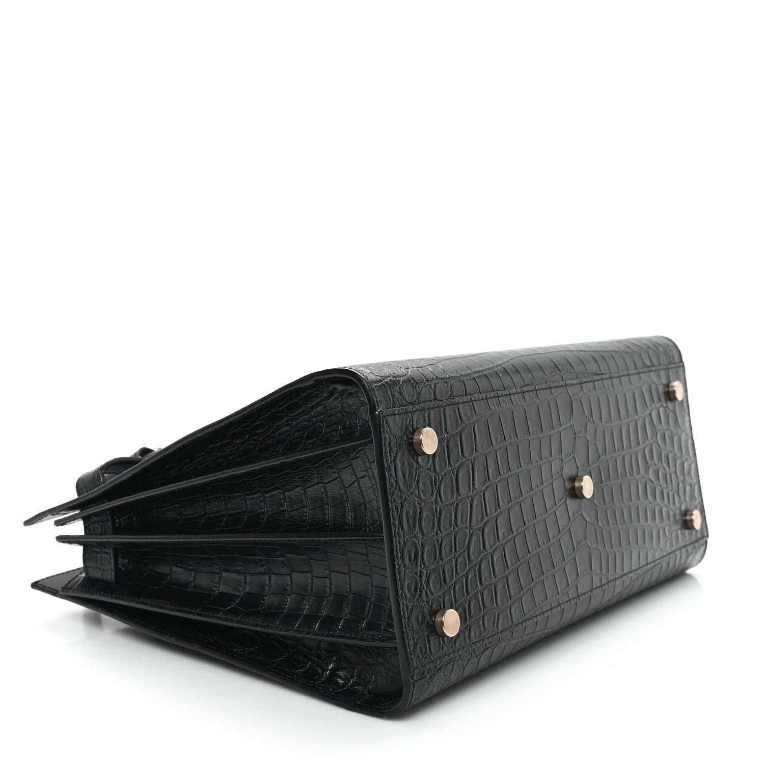 Saint Laurent Calfskin Crocodile Embossed Small Sac de Jour Black 4 of 10