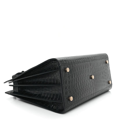 Saint Laurent Calfskin Crocodile Embossed Small Sac de Jour Black 4 of 10