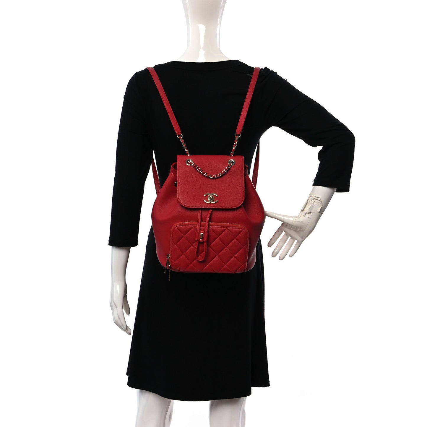 Caviar Quilted Business Affinity Backpack Red