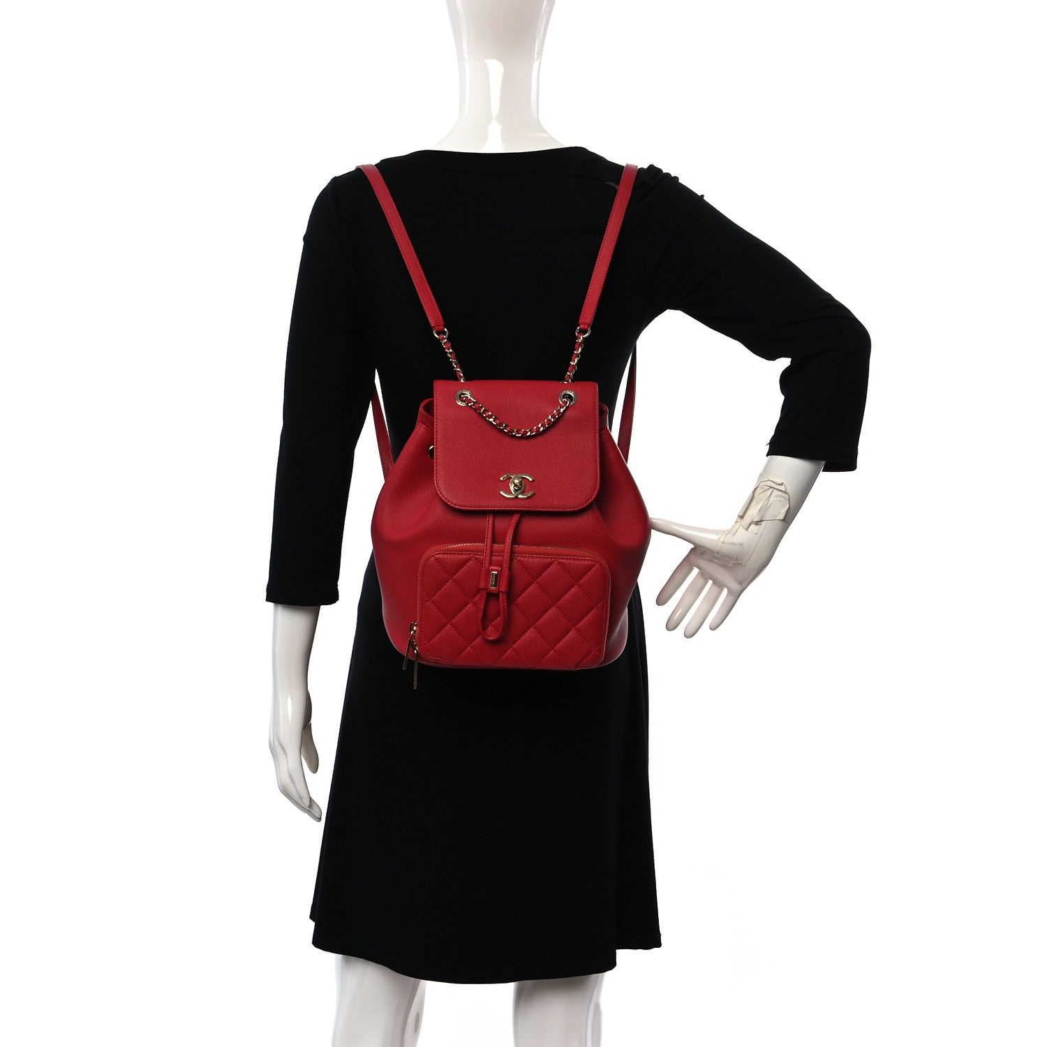 Chanel Caviar Quilted Business Affinity Backpack Red 3 of 10