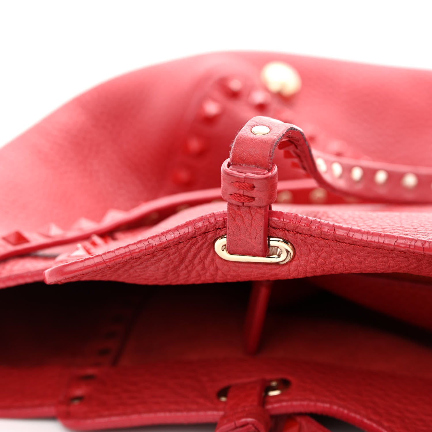 Valentino Garavani Vitello Monochrome Medium Rockstud Tote Rosso Valentino 12 of 18