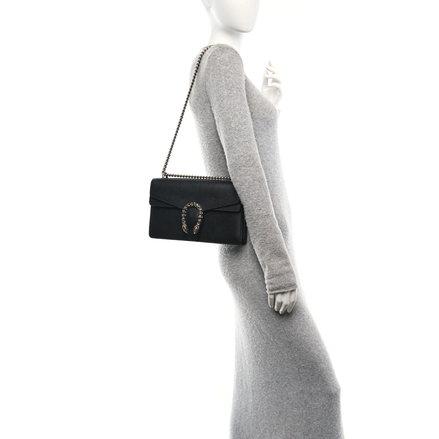 Gucci Pebbled Calfskin Small Dionysus Shoulder Bag Black 2 of 10