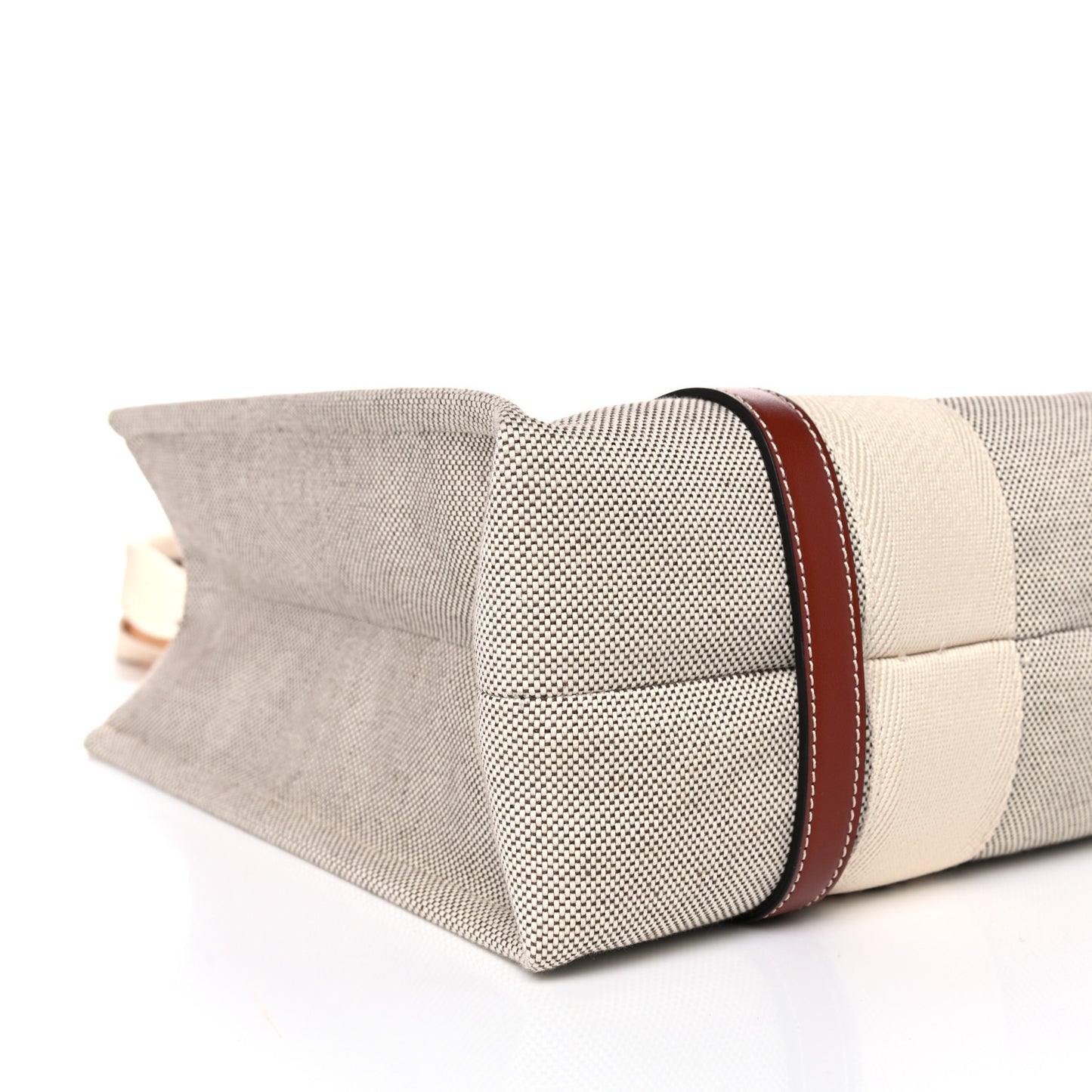 Cotton Calfskin Medium Woody Ribbon Tote White Brown