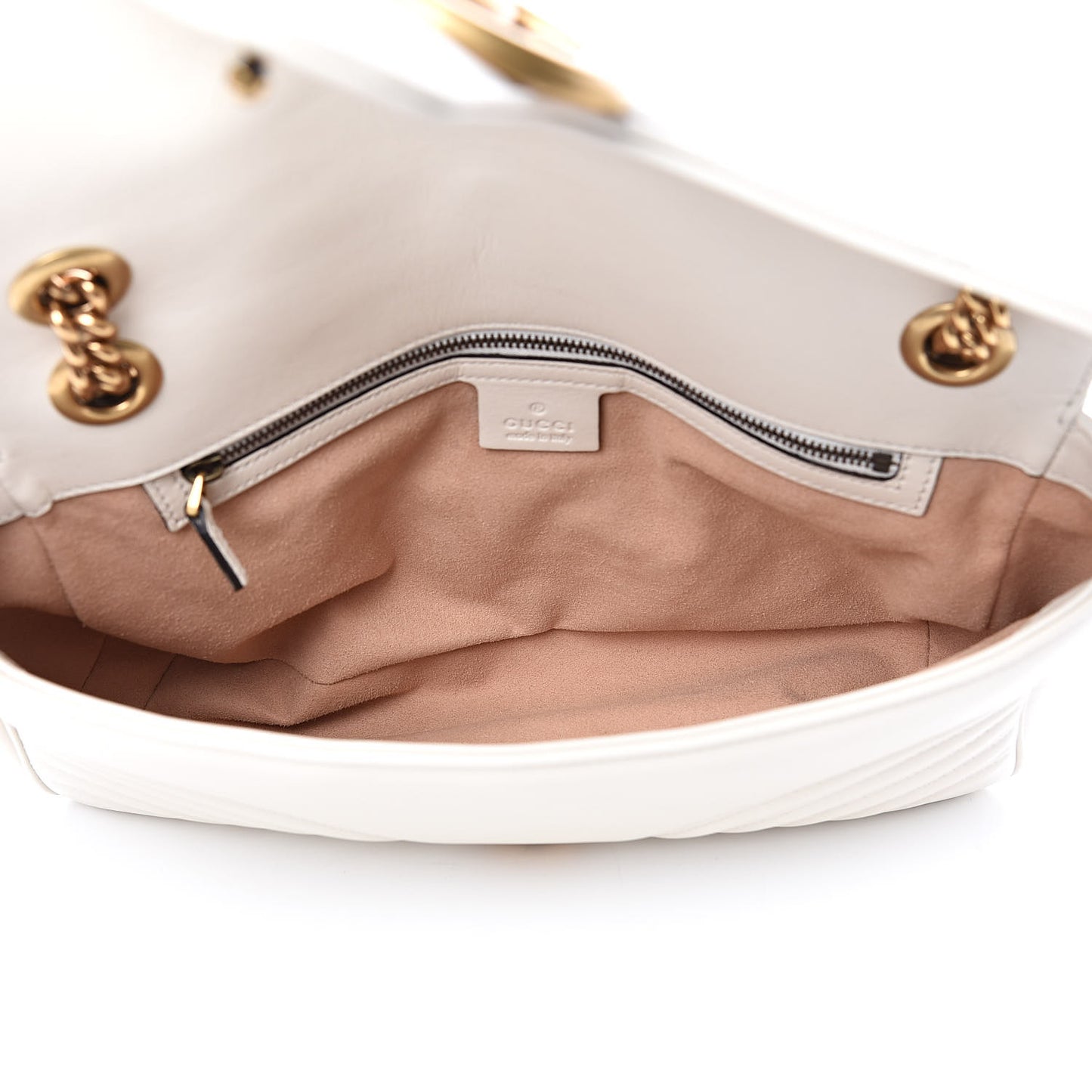 Calfskin Matelasse Medium GG Marmont Shoulder Bag White