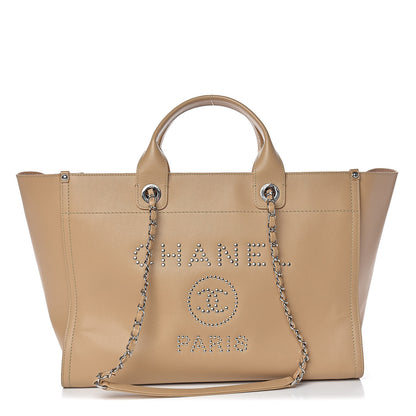 Chanel Caviar Large Studded Deauville Tote Beige 1 of 16