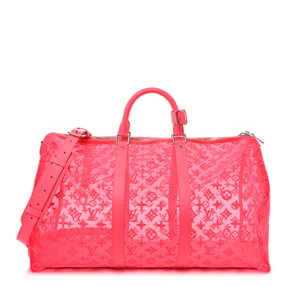 Louis Vuitton Monogram Fluo See Through Keepall Bandouliere 50 Rose 1 of 14