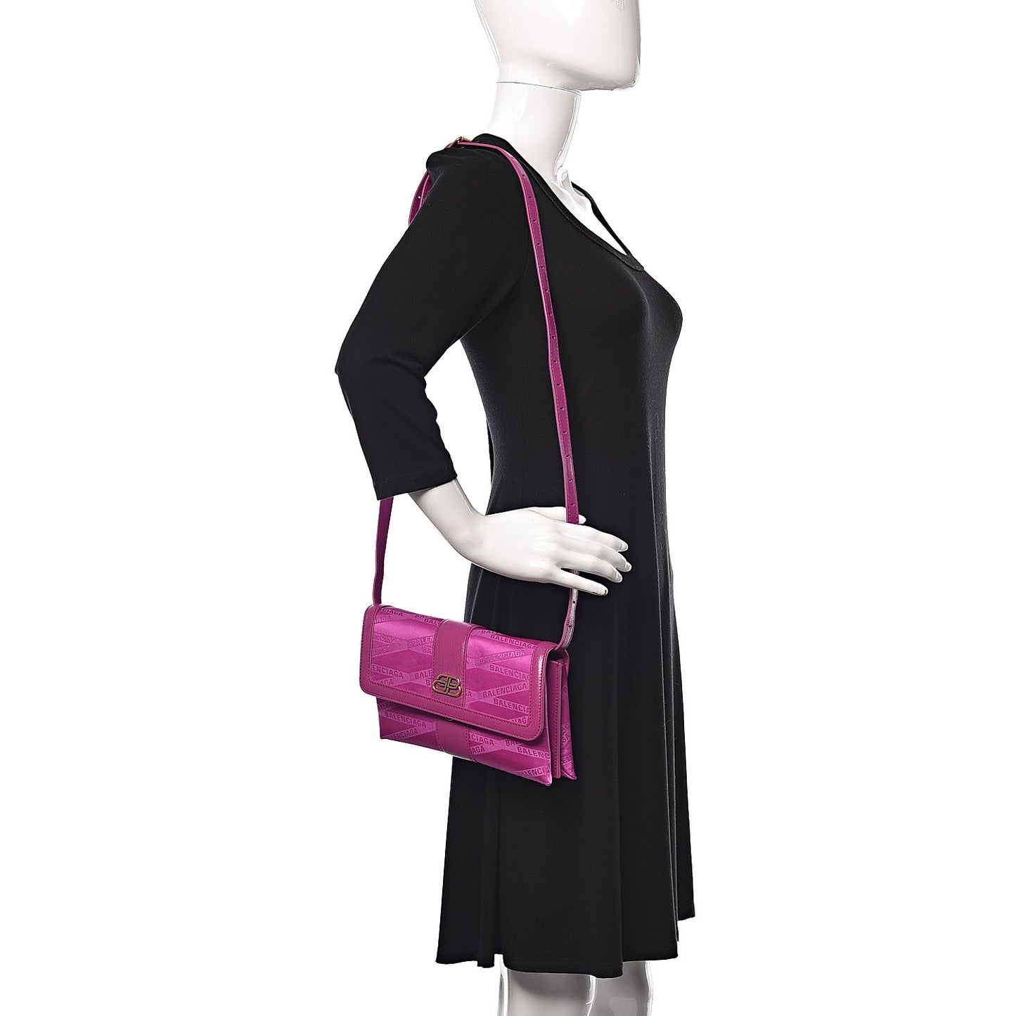 Jacquard Nylon Calfskin Shift Wallet On Strap Pink