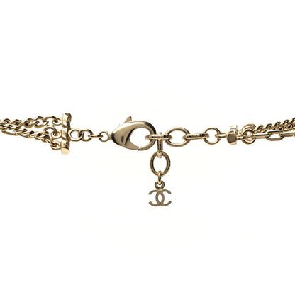 Chanel Baguette Crystal Gripoix Poured Glass CC Multi Strand Chain Necklace Light Gold 5 of 6