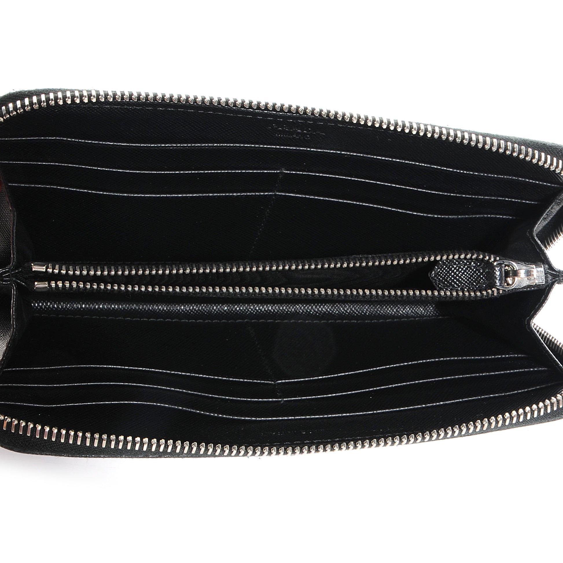 Prada Saffiano Zip Around Wallet Nero Black 6 of 9