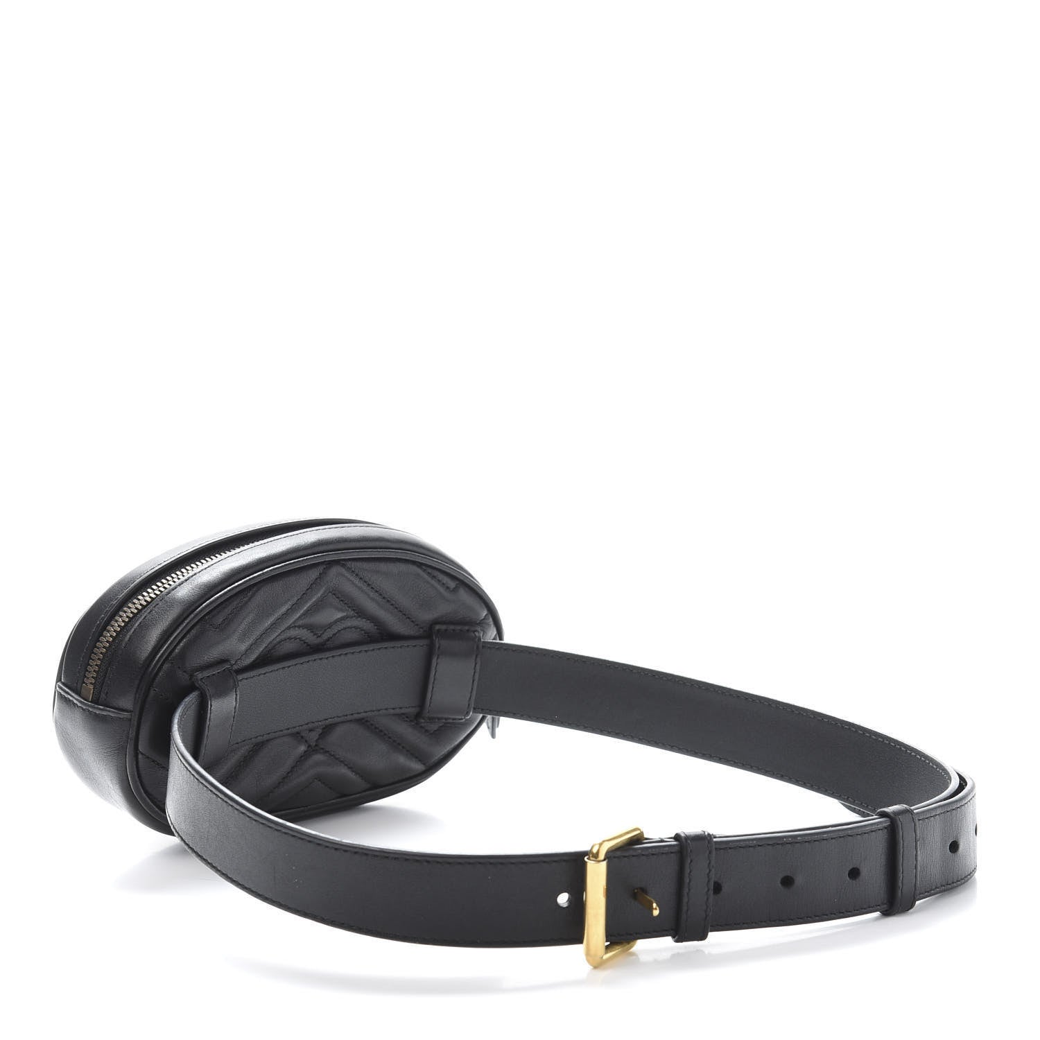 Gucci Calfskin Matelasse GG Marmont Belt Bag 85 34 Black 3 of 12