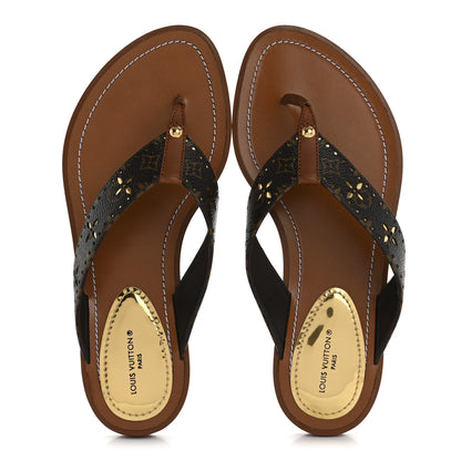 Louis Vuitton Monogram Sunny Flat Thong Sandals 37 Brown 2 of 9