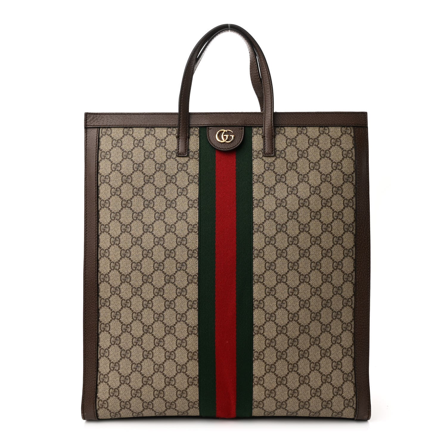 Gucci GG Supreme Monogram Web Ophidia Vertical Tote Brown 1 of 11