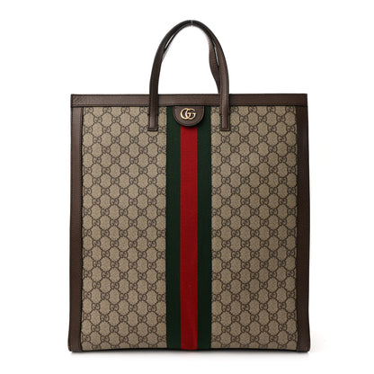 Gucci GG Supreme Monogram Web Ophidia Vertical Tote Brown 1 of 11