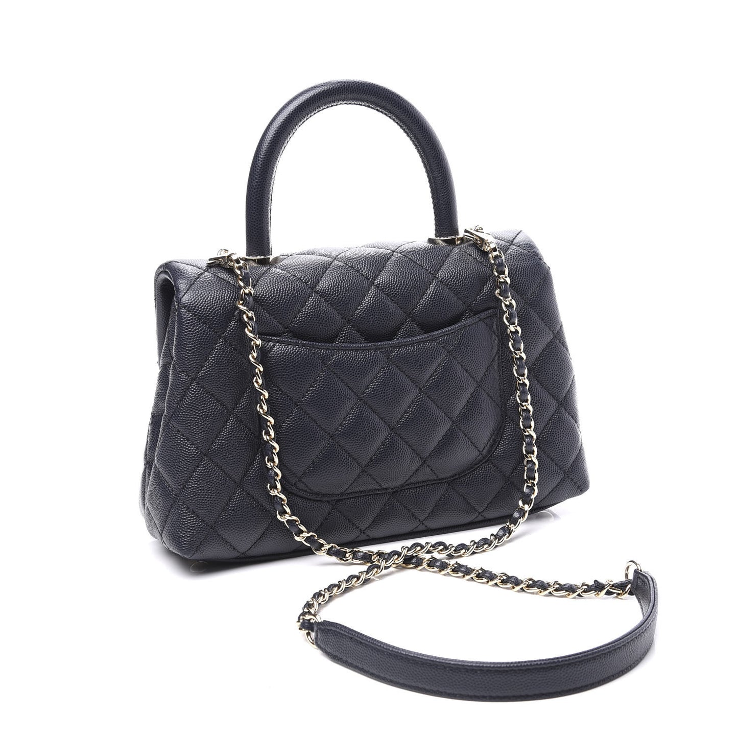 Caviar Quilted Mini Coco Handle Flap Navy Blue
