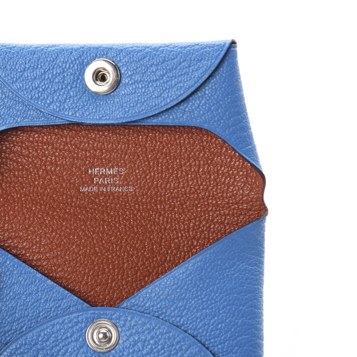 Hermes Chevre Mysore Bastia Verso Coin Purse Bleu Frida Cuivre 4 of 5