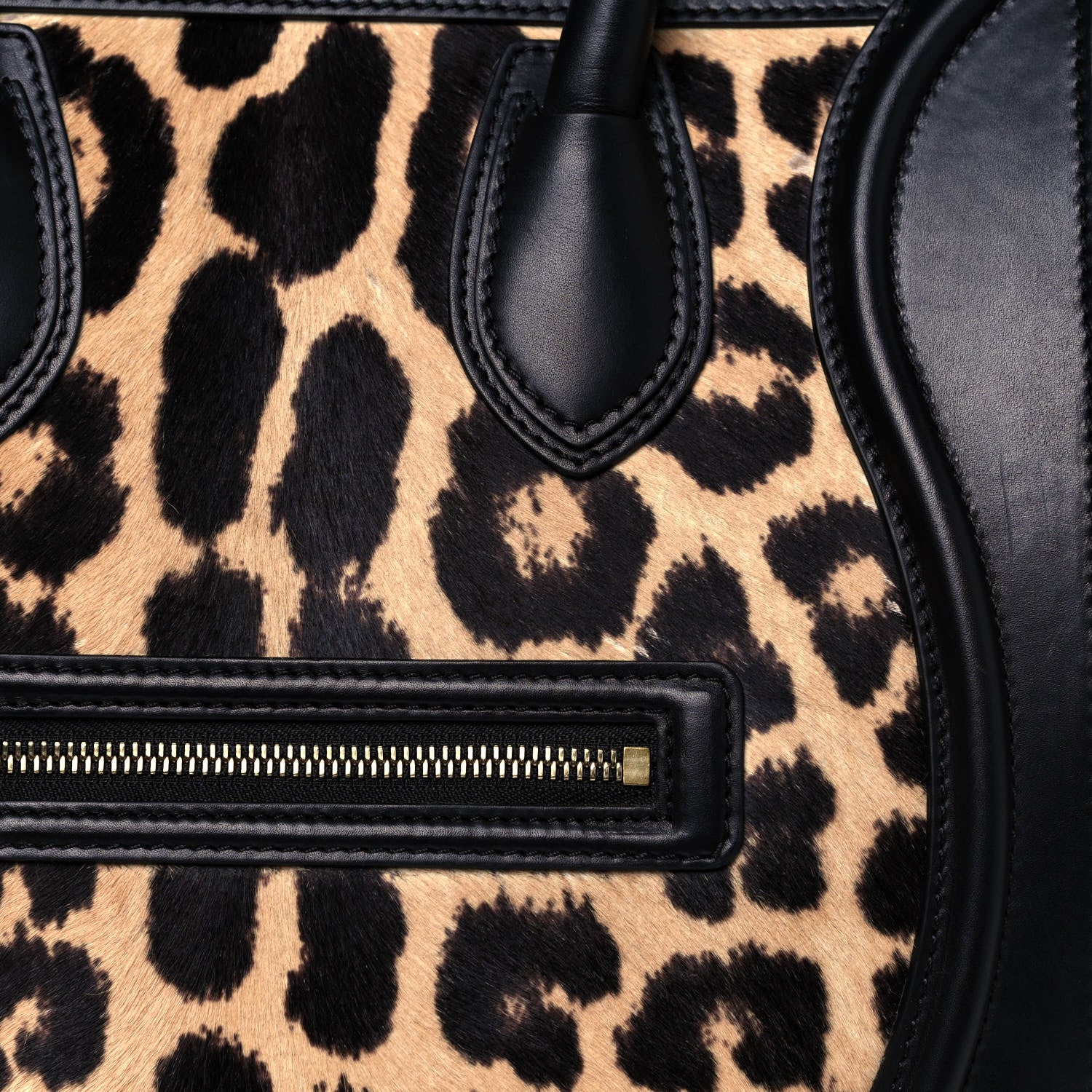 Celine Leopard Pony Hair Mini Luggage Brown 7 of 11