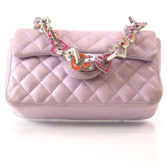 Lambskin Quilted Mini Valentine Flap Lilac