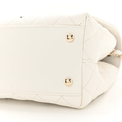 Chanel Caviar Quilted Small Chain Coco Handle Flap White 10 of 13