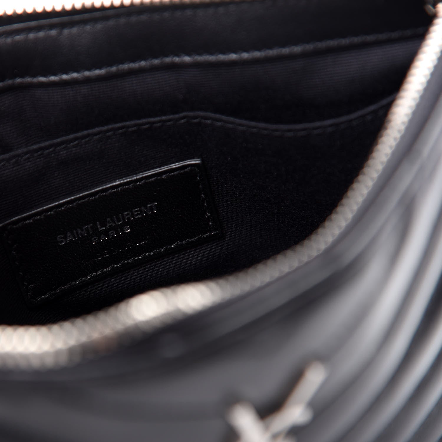 Saint Laurent Calfskin Matelasse Chevron Monogram A5 Wristlet Black 6 of 8