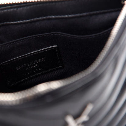 Saint Laurent Calfskin Matelasse Chevron Monogram A5 Wristlet Black 6 of 8