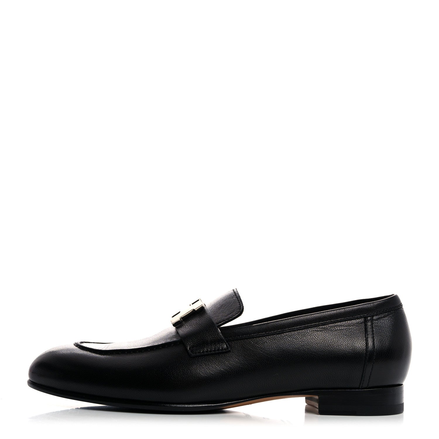 Hermes Goatskin Womens Paris Loafers 37 Black 1 of 9