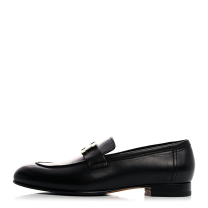 Hermes Goatskin Womens Paris Loafers 37 Black 1 of 9