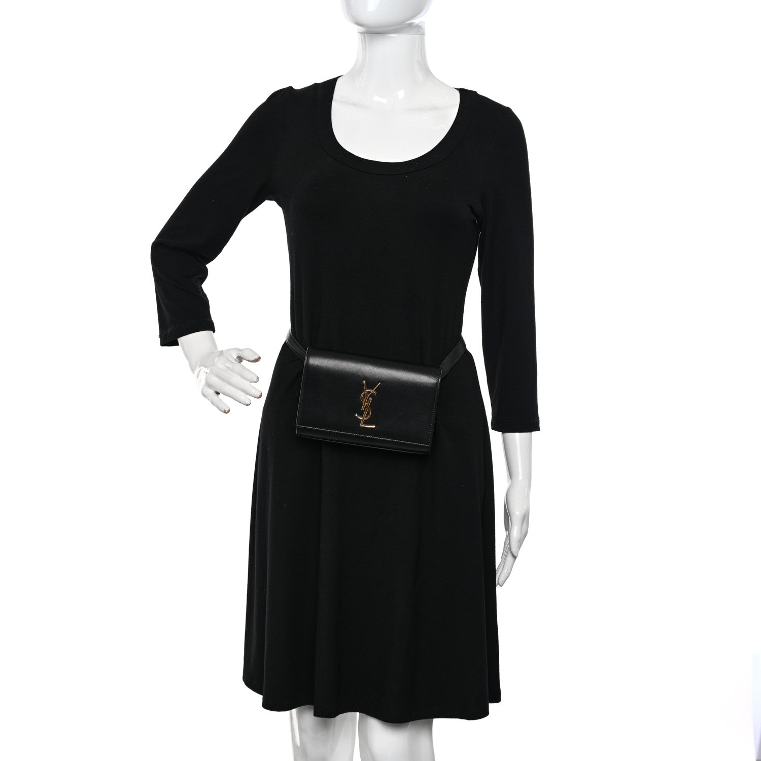 Saint Laurent Smooth Calfskin Monogram Kate Belt Bag Black 2 of 11