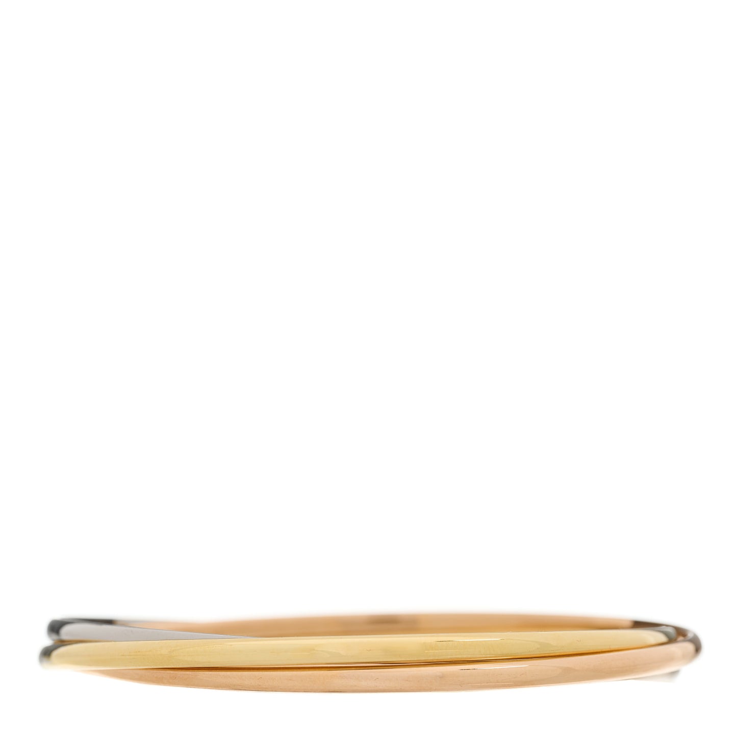 18K Pink Yellow White Gold Small Trinity Bangle Bracelet 17