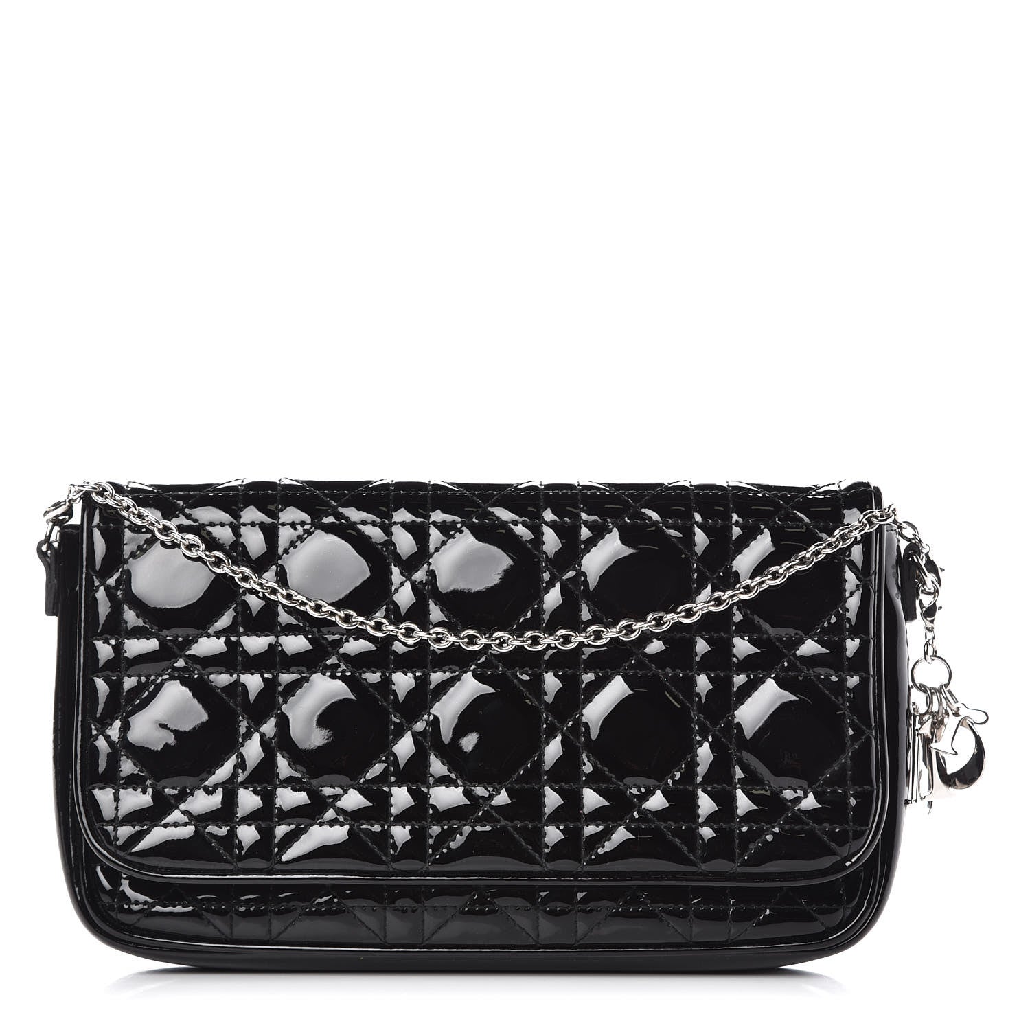 Christian Dior Patent Cannage Wallet on Chain Pouch Black 1 of 8