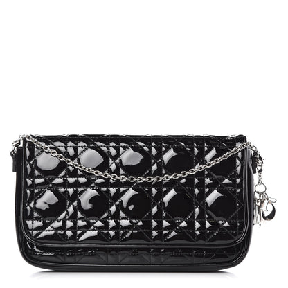 Christian Dior Patent Cannage Wallet on Chain Pouch Black 1 of 8
